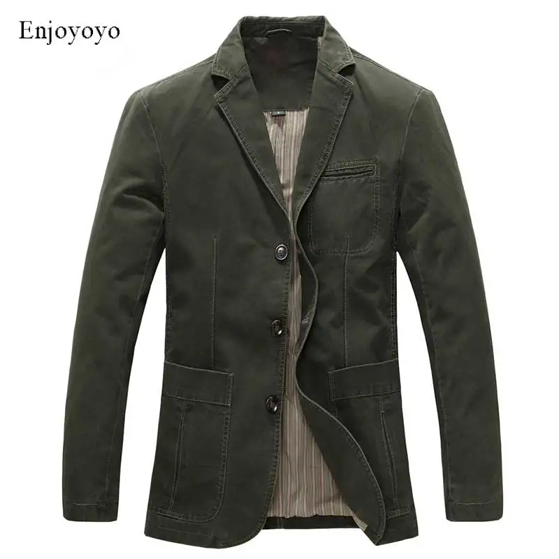 

2019 Spring Military Jacket Blazers Men 100% Cotton Casual Blazer Men's Mens Suit Coat Male Blazer Masculino Jackets US size