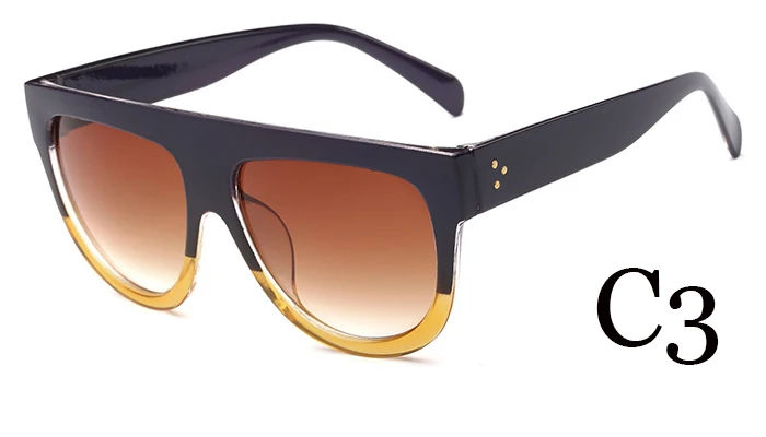 Хит LVVKEE, трендовые брендовые дизайнерские Винтажные Солнцезащитные очки с плоским верхом, женские солнцезащитные очки с заклепками, большие квадратные очки для женщин - Цвет линз: C3