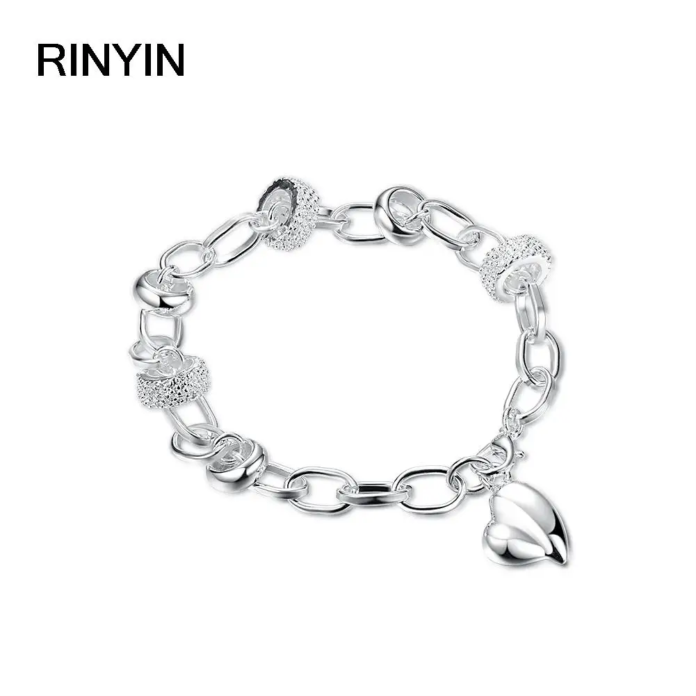 

Free Shipping Wholesale Plated Silver Bracelet, Plated Silver Fashion Jewelry Small Peach Heart Pendant Bracelet KDH123