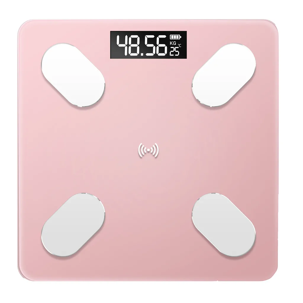 Bathroom Scales Digital Bluetooth Body Fat Scale BMI Smart Digital Bathroom Wireless Weight Scale APP Android IOS Weighing Scal - Цвет: Розовый