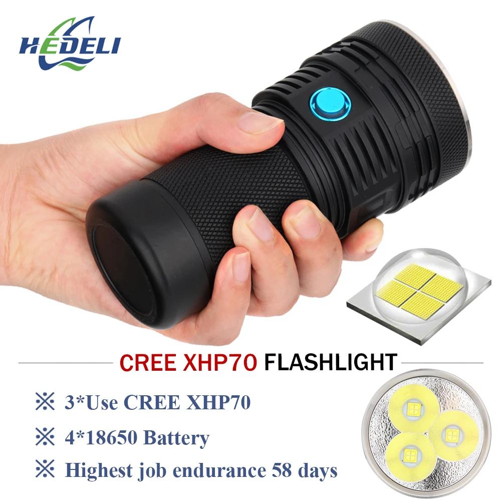 

Super bright flashlight 3 cree xhp70 led flash light lumen waterproof torch 4 X 18650 battery Lanterna latarka linterna zaklamp