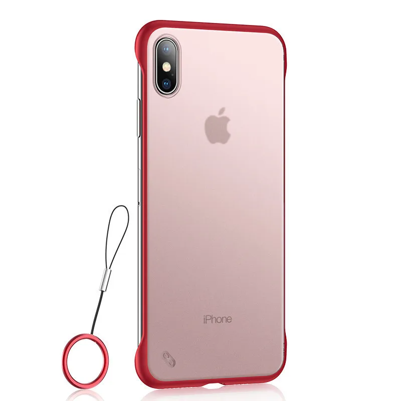 

100PCS Transparent Frameless Matte Hard Shockproof Case Cover with Finger Ring for iPhone 11 Pro Max X Xs Max Xr 6 7 8 Plus