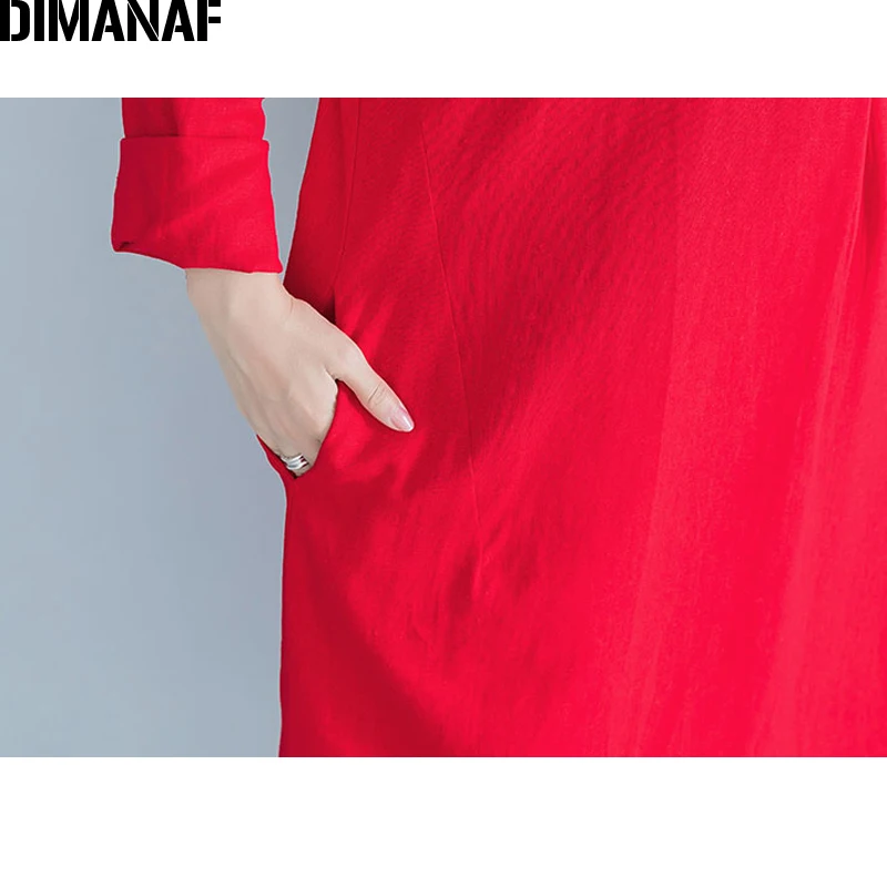 Dimanaf женский длинный женские элегантные платья винтажные Vestidos плюс размер хлопок