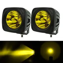 Buy 2pcs 12v 24v extermal light 25w Square LED Work Light 3000K Yellow Spot led work lamp for 4x4 Offroad ATV Truck Driving Light Free Shipping