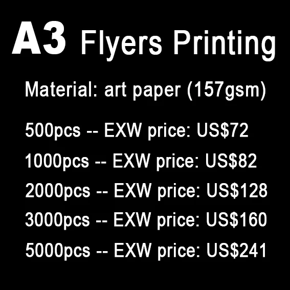 

A3 flyers printing, print A3 leaflets, paper printing, full color, print both sides