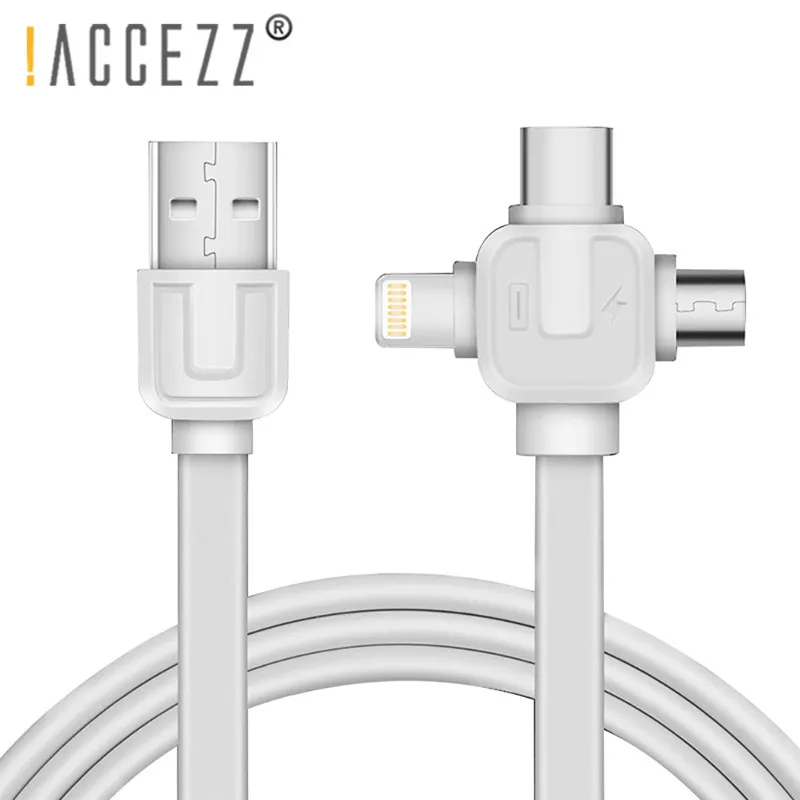 

!ACCEZZ 3 in 1 USB Cable For iPhone 8 7 X 8 Pin Micro USB Type C For Xiaomi Samsung Huawei HTC Android Fast Charging Data Cables