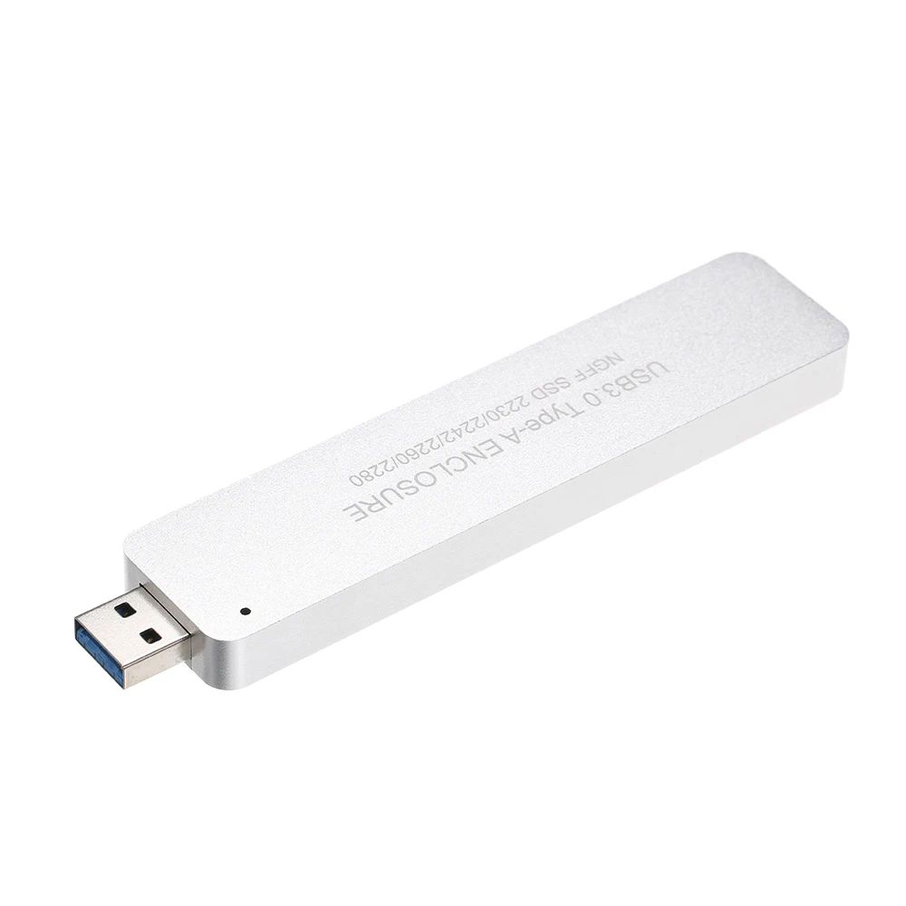 Выдвижной NGFF SSD USB3.0 Тип-корпус M.2 SATA SSD поддерживает 2230/2242/2260/2280 NGFF M.2 B-KEY SSD - Цвет: Серебристый