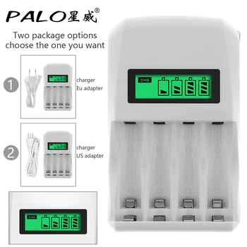 

PALO 4 Slots Intelligent Quick NiCd NiMh Battery Charger LCD Display for AA AAA Ni-Cd Ni-Mh Rechargeable Battery Smart Charger