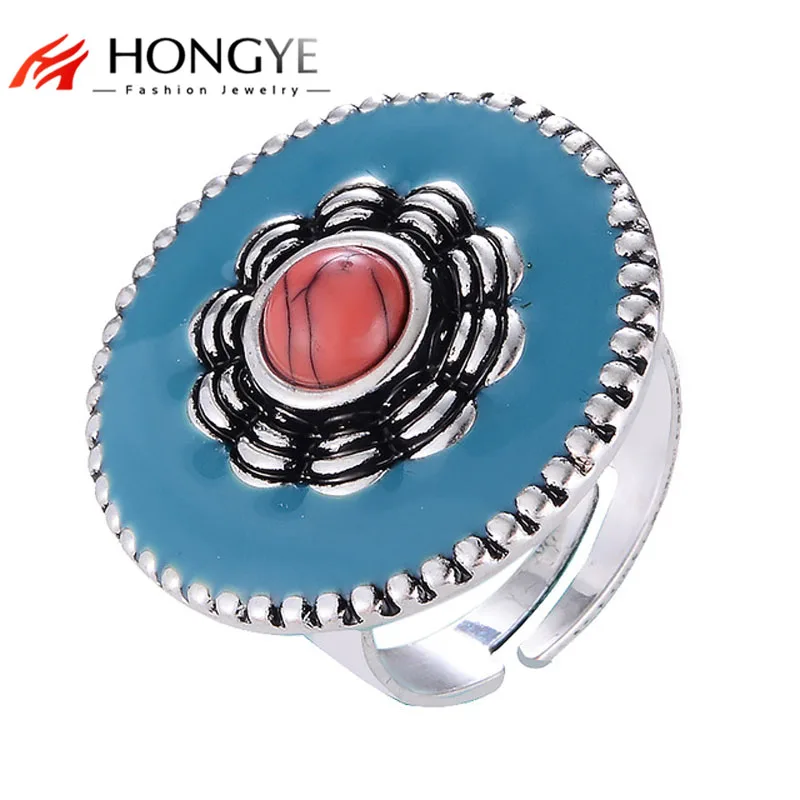 

2018 Newest Romantic Silver Color Women Colorful Blue Resin Fashion Big Adjustable Rings For Feamle Gift Jewelry Wedding Party