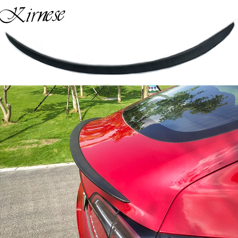 

Kirnese Gloss / Matte Carbon Fiber Rear Roof Spoiler Wing Trunk Lip Boot Cover Car Styling For Tesla Model 3 2017 - UP