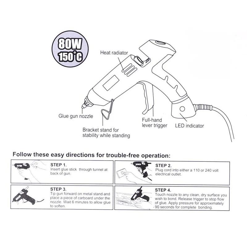 ProsKit GK-390H Профессиональный термоклей пистолет 110-240 В 80 Вт для пайки DIY Repair Tool