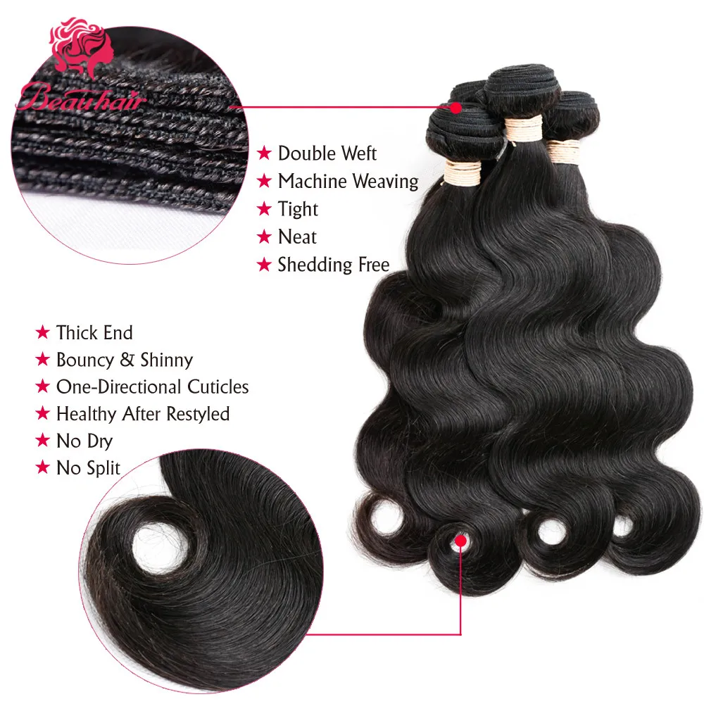 Beauhair 13*4 Lace Frontal Closure With Bundles Non-Remy Malaysian Body Wave Human Hair 4 Bundles With Frontal Closure free part Beauhair 13*4 Lace Frontal Closure With Bundles Non-Remy Malaysian Body Wave Human Hair 4 Bundles With Frontal Closure free part
