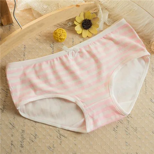 Fashion Soft Cotton Stripes Panties Bowknot Cute Underwear Women Panties Briefs Good Quality Soft Comfy Underwear Candy Color
