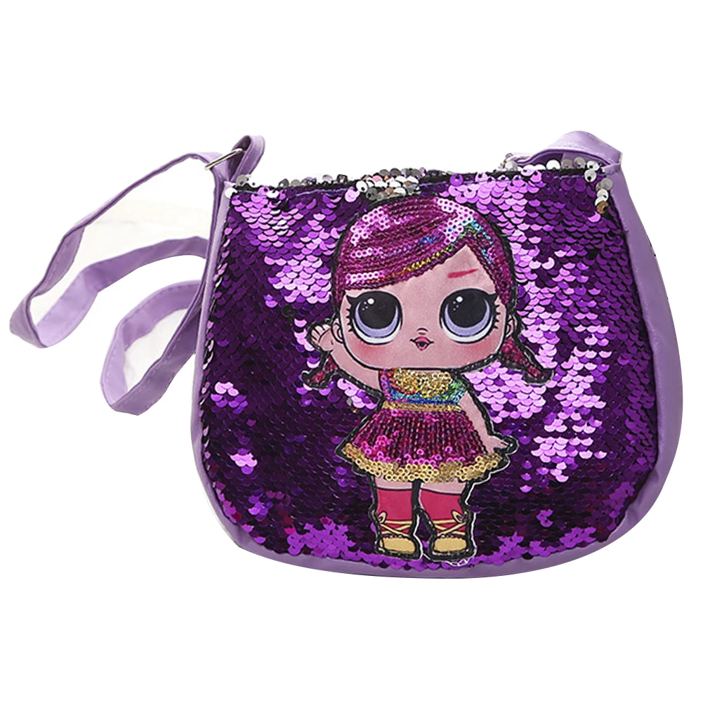 Hot Kawaii Children Glitter Sequined Cartoon Girl Zipper Crossbody Shoulder Bag