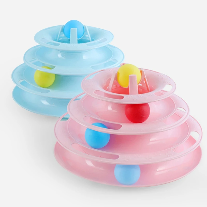 Three Levels LED Pet Cat Toy Tower Tracks Disc Cat Intelligence Amusement triple Pay Disc Cat Toys Ball Training Amusement Plate