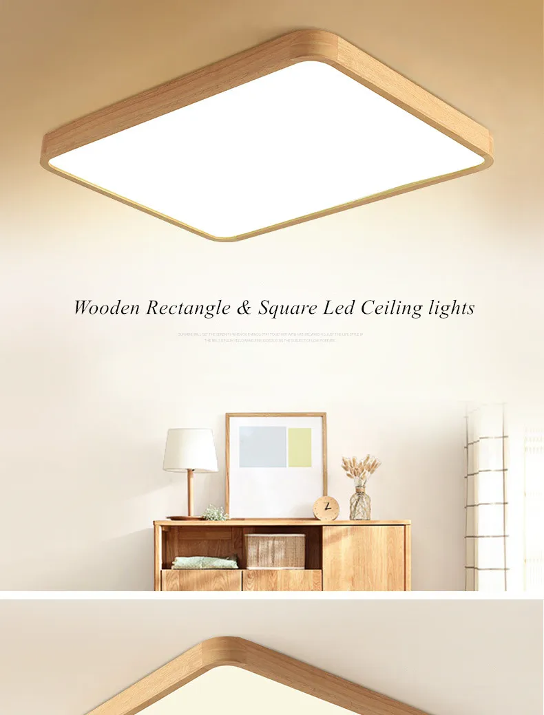 Wood Art Modern LED Ceiling Light Fixtures for Living Dining Room Bedroom Home Decoration Indoor Lighting Lampara Techo 2
