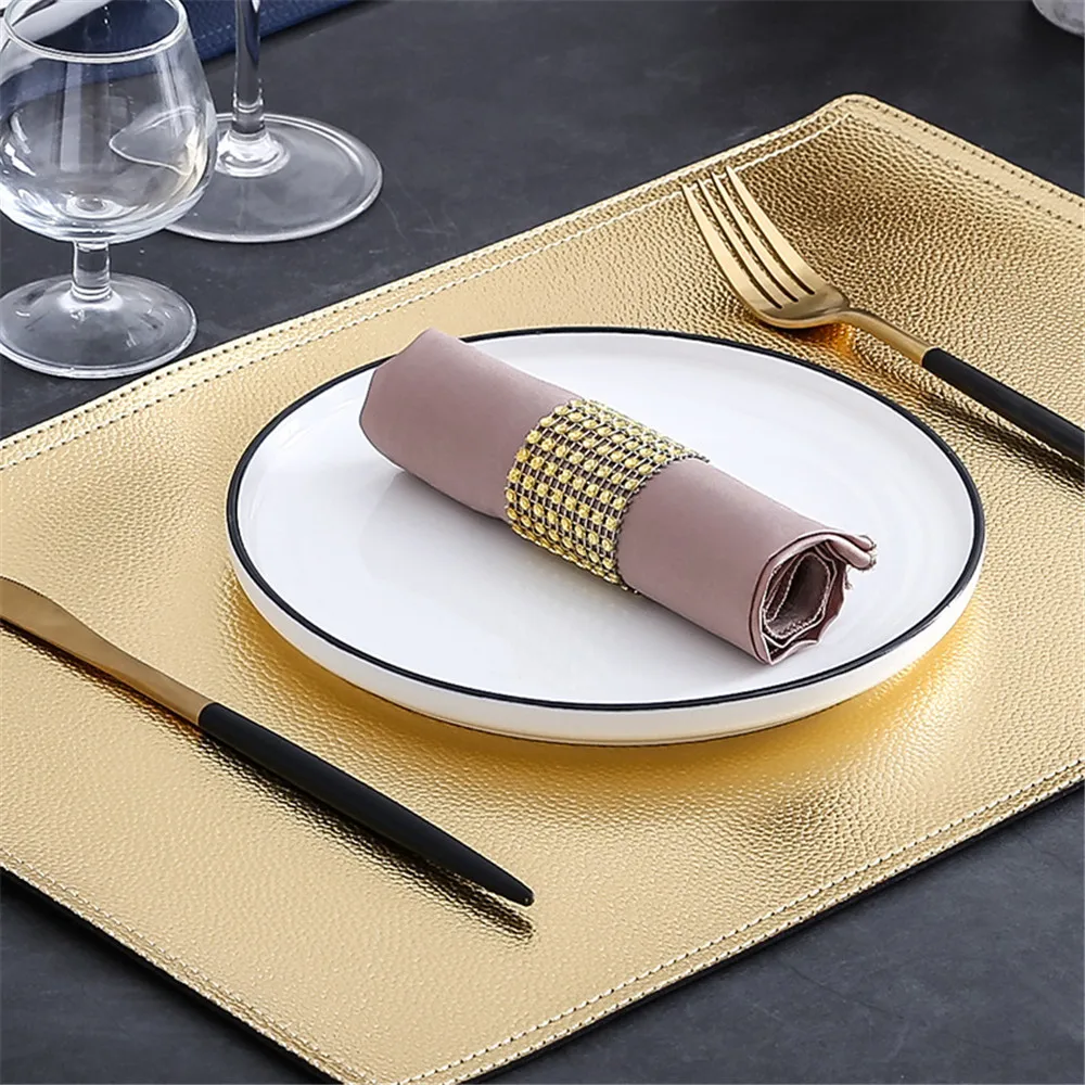 Chic Elegant Placemat PU Leather Pad Dining Table Mat Waterproof Heat Insulation Non Slip INS Place