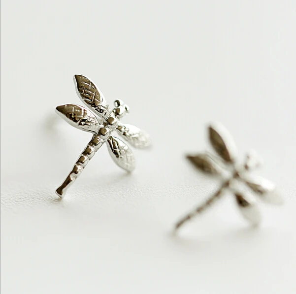 Dragonfly 100% 925 Sterling silver Jewelry fashion Hypoallergenic Stud earrings  for women gift