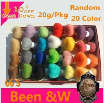 

Free shipping! Random 20 Color Wool felt poke fun Handmade DIY 20g/bag sheep Wool Roving,Fiber,needle Felting