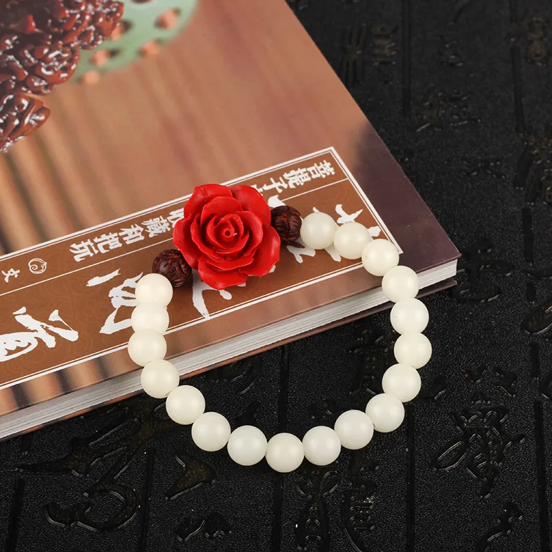 Zen White Bodhi украшенные бисером резные розы Cinnabar натуральная роспись из розового