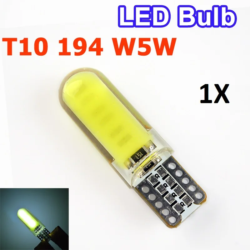 

Hippcron 1 Pcs Car LED Silicone Small Lights T10 194 W5W COB White Light Car-styling