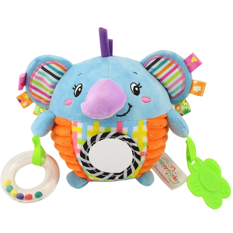 Детские ручные шары погремушка-грызунок, мягкая игрушка, шар, музыка, обучающий кролик, утка, слон, мультяшное животное, плюшевые куклы, подарки