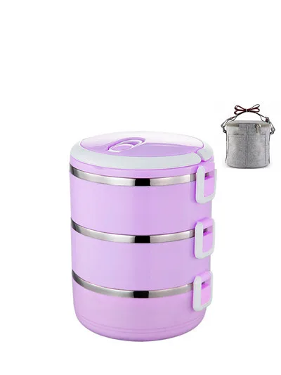 Нержавеющая сталь с подогревом Ланч-бокс кухня портативный утолщенный пищевой контейнер для детей термосы для офиса Bento box Органайзер Ланчбокс - Цвет: Light coffee