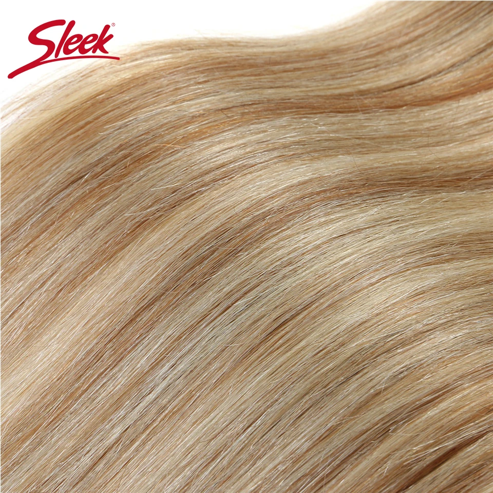 Sleek Clips In Hair 7Pcs  P27/613# P6/613# Human Hair Extensions Brazilian Straight Brown Color 6# Color Remy Hair Extension