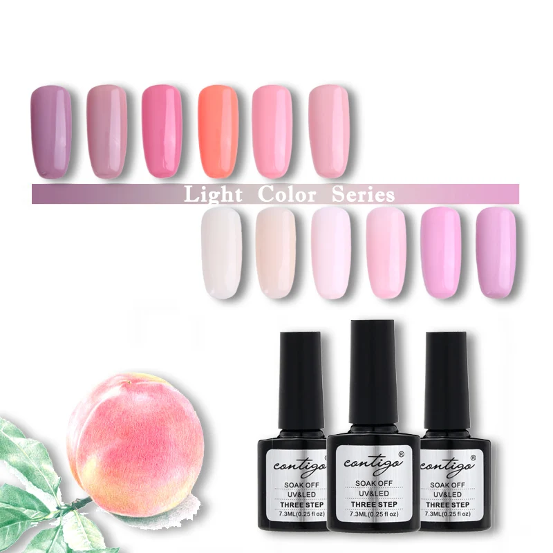 

CONTIGO Soak Off Gel Nail Polish Light Color Set Gel Nails Vernis Semi Permanant UV LED Nail Art Fresh Pink Color Enamel Gel