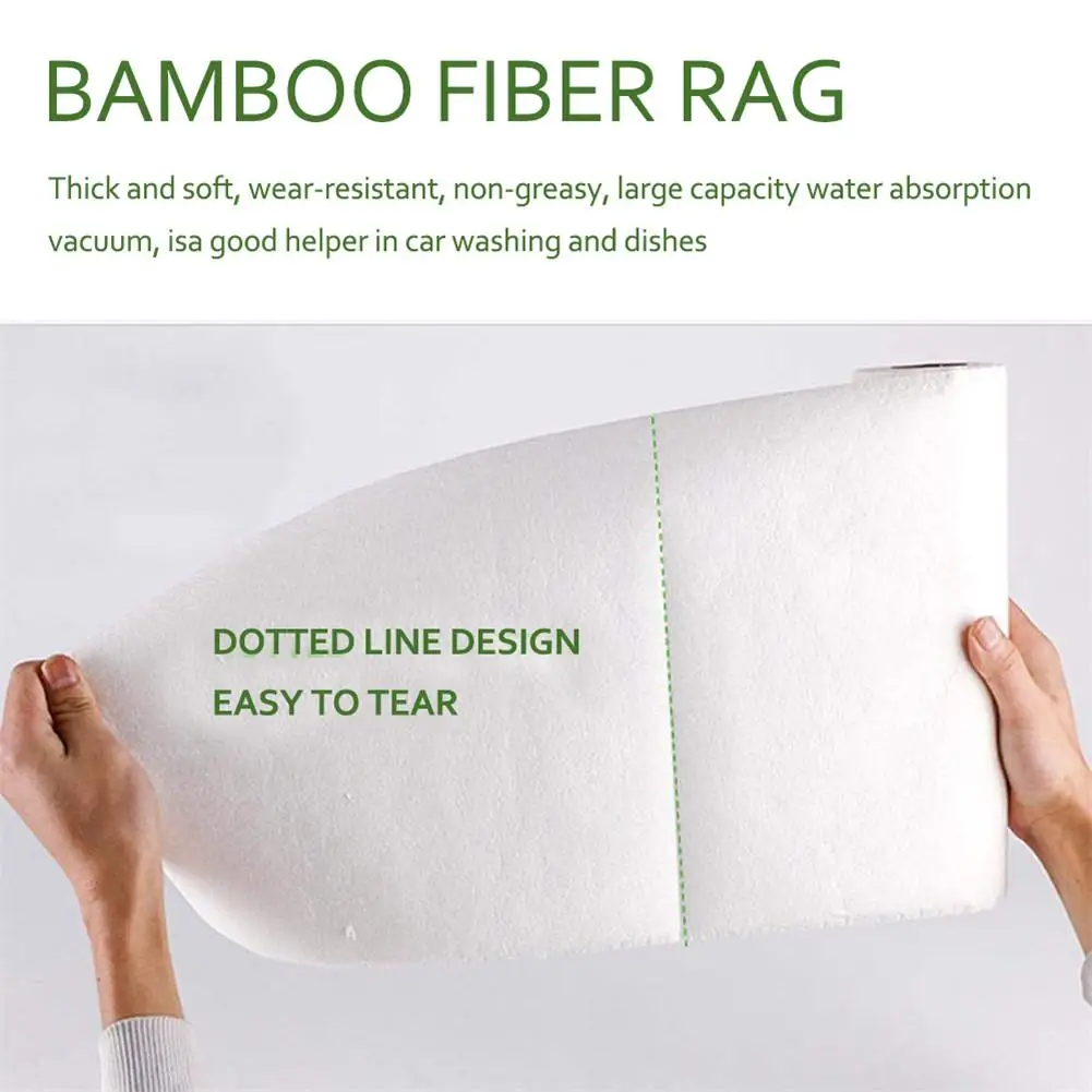 1 Roll Of Reusable Eco-Friendly Cleaning Wash Cloth Bamboo Fiber Cloth Dish Cloth Break Point Rag Furniture Items Kitchen Towel