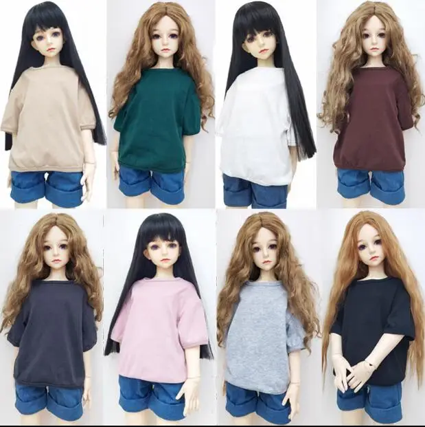 T02-X547-4 Блит Кукла Одежда 1/3 1/4 bjd 1/6 аксессуары для кукол красочные сплошной цвет футболка рубашка джинсы комплект