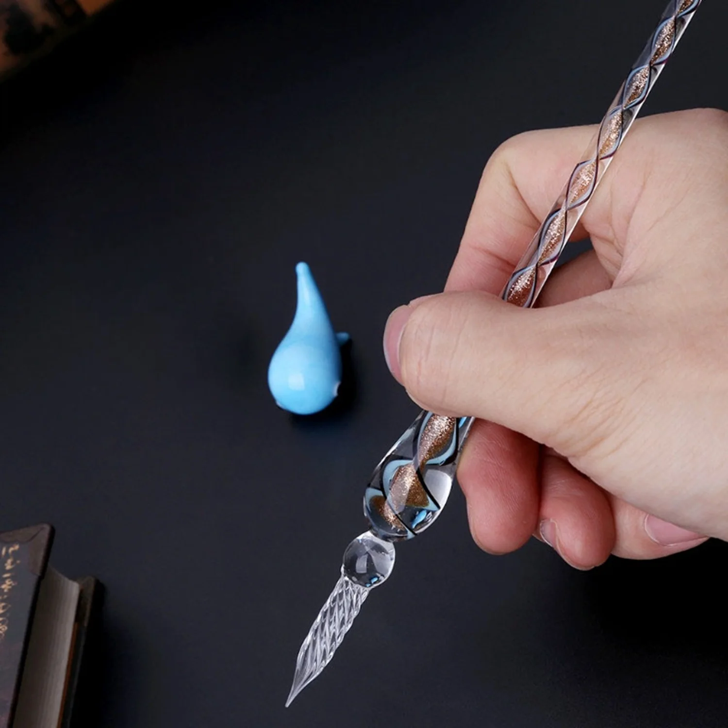 1 Pc Vintage Handmade Art Elegant Crystal Glass Dip Pen Sign Ink Pens