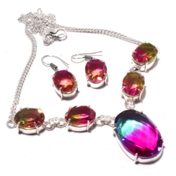 

Bi-color Necklace Earing Silver Overlay over Copper , 43cm, FRN0061