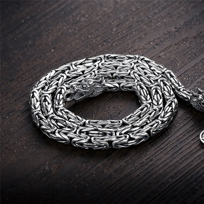 V. YA, панк стиль, настоящее серебряное ожерелье с драконом, Мужская цепочка, 925 пробы, серебряные ожерелья для мужчин s 50 см 55 см 60 см