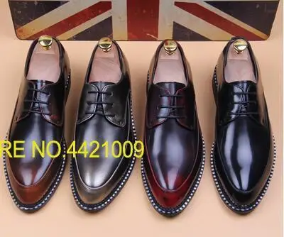 

Mix Color Male Fashion Dress Wedding Party Tuxedo Suits Oxfords Shoes 2018 Italian Leather Autumn High Quality Derby Oxfords