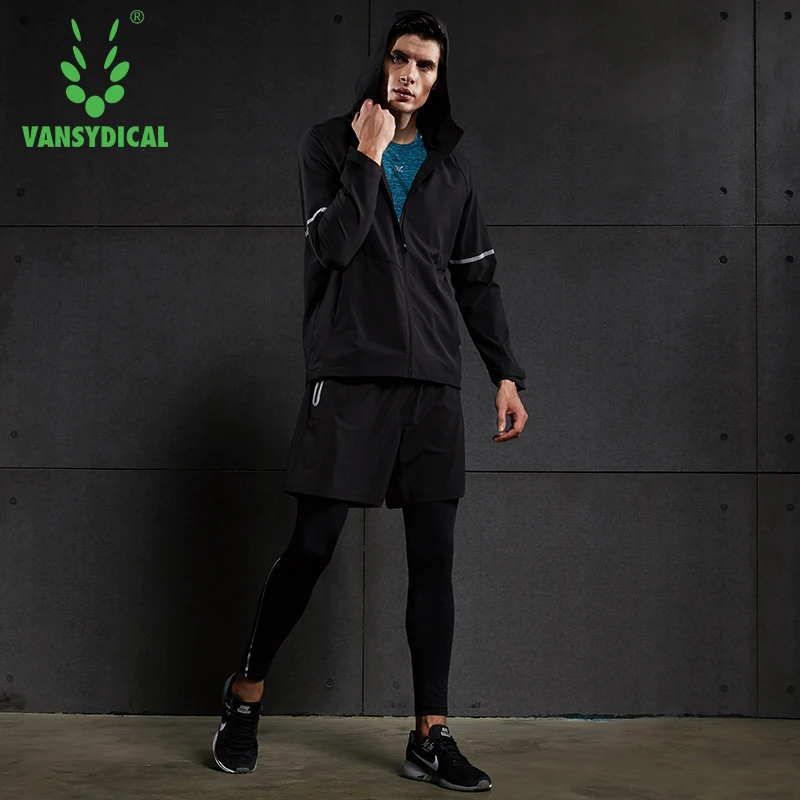 Vansydical Mens Running Suits Winter Trainning Tracksuit Warm 4pcs