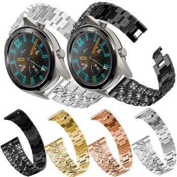 

For HUAWEI WATCH GT Stainless Steel Band Smart Watch Metal Replacement Bracelet Watch Strap Luxury Rhinestone Women Watch Band