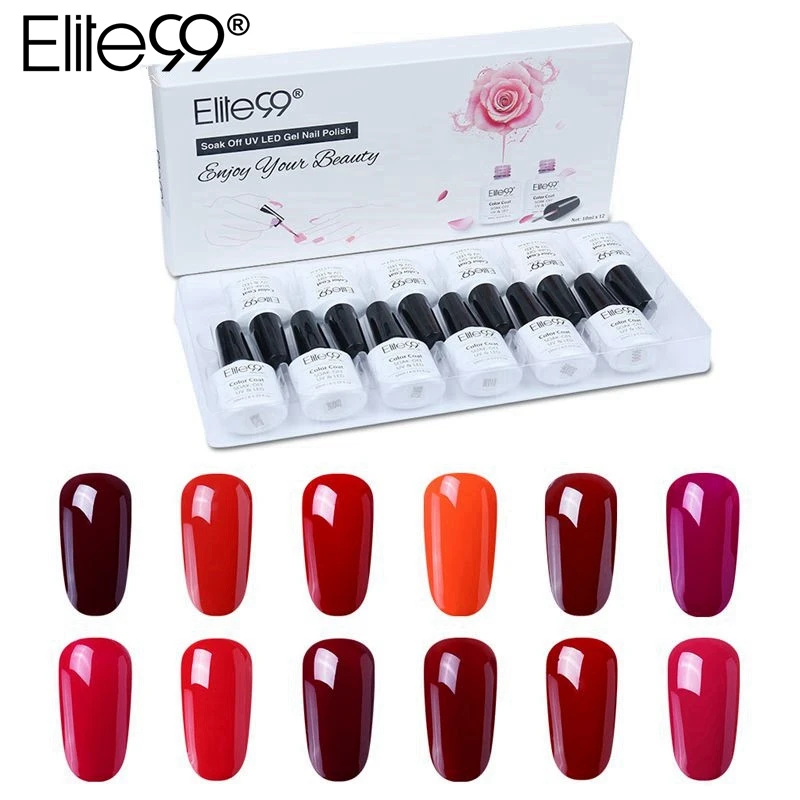 

Elite99 12 Pieces Macaron Pure Color Nail Gel Gift Box Varnish Semi Permanent Vernis UV Gel Enamel Soak Off Nail Gel Polish 10ML