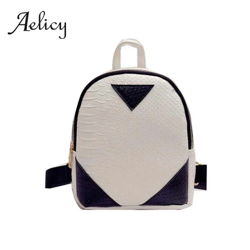 

Aelicy Simple Style Students Women Canvas Rucksack concise Serpentine Small Backpack School Book Shoulder Bag Fashion 2019