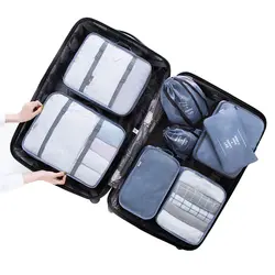 8 шт./компл. сплошной цвет Высокое качество дорожные аксессуары комплект сетка сумка для багажа Органайзер куб для упаковки для Костюмы