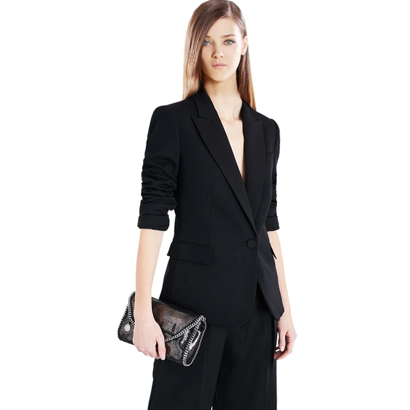 Two Piece Ladies Formal Pant Suit Office Uniform Designs Women Business Suits Black Blazer For work Autumn Wear Two Piece Ladies Formal Pant Suit Office Uniform Designs Women Business Suits Black Blazer For work Autumn Wear