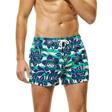 Мужские дышащие трусы, полосатые шорты с принтом листьев, пляжные шорты, тонкая одежда Z0601