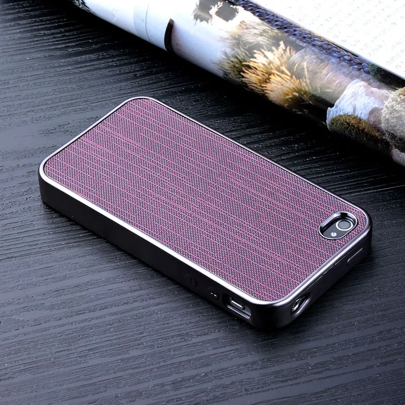 for iphone 4s case Luxury plating soft silicone cover with bling grid leather sticker phone 4 funda coque |