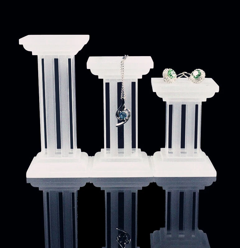 Acrylic Rome Column Ring, Earrings , Necklace Frosted Acrylic Holder