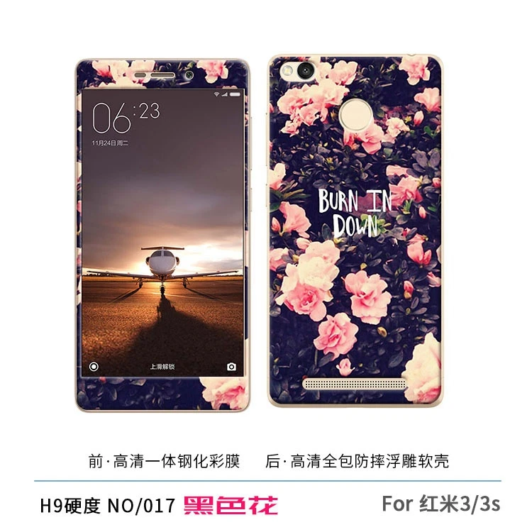 For Xiaomi Redmi 3 Pro 3S Case Soft TPU Cartoon protective Back Cover With Front Toughened glass film for xiaomi redmi 3pro 3s |