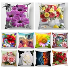 Fuwatacchi 3D Цветочная Подушка, красочная наволочка с подсолнухами и розами, наволочка для подушки, красивые яркие наволочки с принтами цветов для дивана, Декор