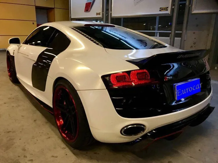 AD R8 to ArtisanLB style carbon fiber front lip rear diffuser trunk spoiler side skirts (4)