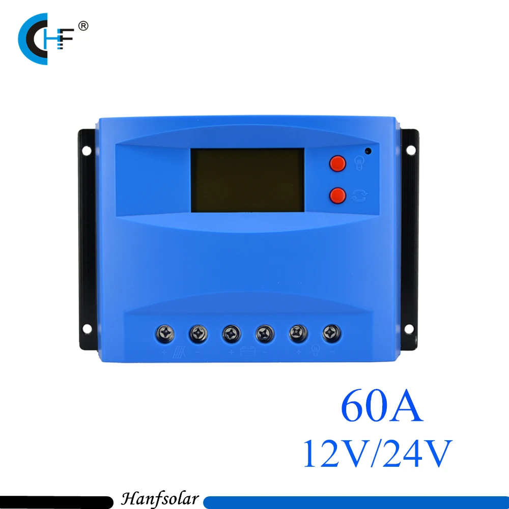 

CK60D New Smart Big Power 60A 12V/24V PWM Off-grid Solar Charge Controller Solar Panel System Big LCD Screen Display Top Sale