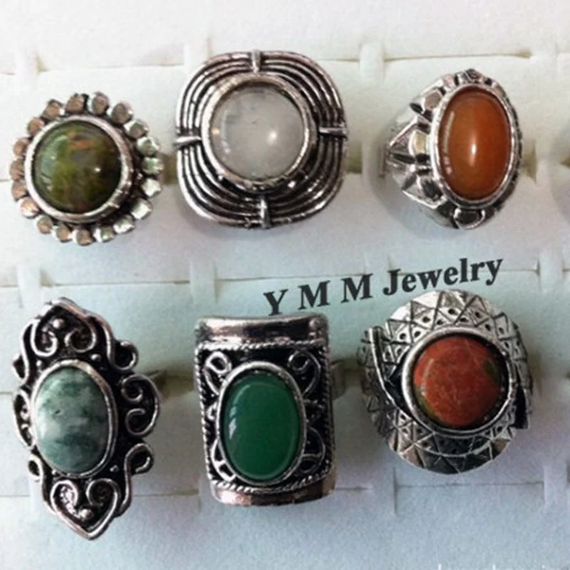 XiaoYaoTYM Vintage Adjustable Natural Stone Rings High Quality Fashion Jewelry Wholesale 2