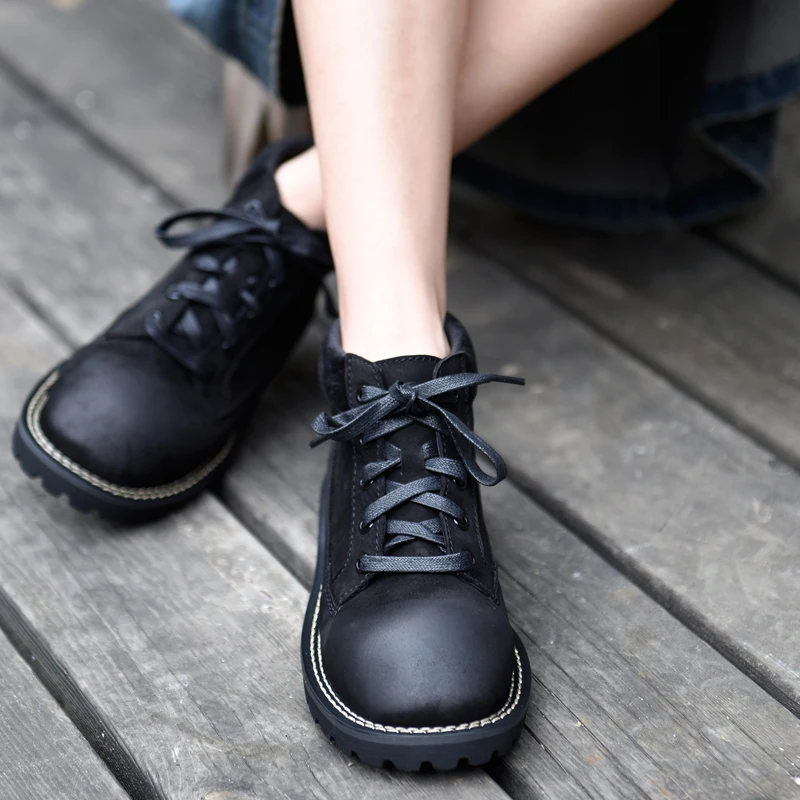 

Artmu New Women Boots Outdoor Sneakers Shoes Handmade Genuine Leather Shoes Autumn Lace Up Short Boots Woman New Designer Shoes